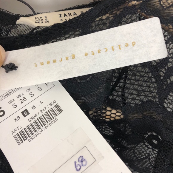 SOLD NEW Zara Black Lace Floral Top Shirt Small - Picture 7 of 8